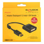 Gul DeLock-emballage til DisplayPort 1.2-til-DVI-adapteren viser adapteren og teksten 4K Passive på forsiden.