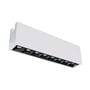 SG Armaturen Zip Inspire 300 downlight i hvid med 8 sorte kubistiske reflektorer og indbygget LED, set fra siden på hvid baggrund.