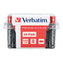Verbatim alkaline AAA batterier 24 pack i klar plastemballage, med rødt og hvidt papir-sleeve.