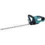Makita 18V batteridrevet hækkeklipper med 50 cm. lang kniv og ergonomisk håndtag på hvid baggrund.
