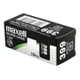 Emballagen til maxell silver-oxid-batteri SR927W (399), 1,55 V, ses skråt fra siden med endefladen synlig.