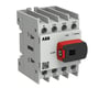 ABB OT40G1-4BSN1, 3-polet lastafbryder på 40 A, set skråt forfra med synlige tilslutninger og drejegreb.