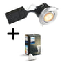 Uni Install indbygningsspot, inkl. LED-pære (Philips Hue White / 80Ra / 6W / 400lm / 36° / 2700K / A+ / dæmpbar), GU10 (230V), rund, børstet alu – Nordtronic, Philips Lighting