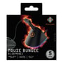 Sort Deltaco Gaming mouse bungee med flamme-effekt på emballagen, viser museledningen ført gennem armen.