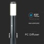 Specifikationer for V-TAC pullertlampe, herunder E27 fatning med max 60W (LED) og PC diffuser.