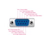 Tegning af DB9-stikkets ni ben og deres signaler på DeLock USB til RS-232-adapteren med FTDI.