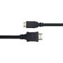Deltaco HDMI-kabel i sort med mini HDMI- og HDMI-stik vist samlet og mindre på billedfladen.
