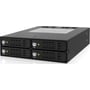 ICY DOCK ToughArmor MB994SK-1B kabinet til fire 2,5-tommers drev set skråt forfra med den sorte metalkasse synlig.