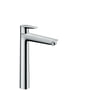 Hansgrohe Talis E 240 håndvaskarmatur i krom med 1-grebsbetjening og ComfortZone 240 for øget rækkevidde på hvid baggrund.