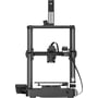 Frontbillede af Ender-3 V3 KE 3D printeren med fokus på printhoved, byggeplade og printerens struktur.