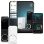 Philips Hue videodørklokke bundle med Smart Chime, kablet dørklokke og smartphone der viser live-feed.