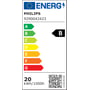 Energimærket viser klasse B for Philips Master T8 LED-rør med et forbrug på 20 kWh pr. 1000 timer.