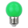 V-TAC 1W LED kronepære i grøn med matteret overflade og E27 fatning, isoleret på hvid baggrund.