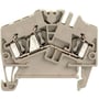 Weidmüller gennemgangsklemme ZDU 2.5-2/3AN, 2,5mm², beige, med synlige fjederterminaler og monteringsclips.