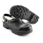 Sika Footwear 8985 Flex træsko i sort læder med hælrem og stål tåværn i størrelse 47.