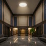 V-TAC LED-sensorlampen er monteret i loftet i en elegant foyer og lyser rummet op.