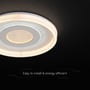 V-TAC VT-84241 LED-loftslampe tændt, set skråt nedenfra med lysende ringe og rund midte.