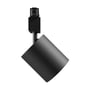 Sort SpectrumLED Bluetooth-højttaler på 10 W til Shift-system set fra siden, med cylindrisk kabinet og skinneadapter.
