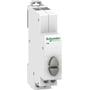 Schneider Electric Acti9 iPB trykkontakt i hvid, 20A, med dobbelt grøn/rød knap og 1 slutte/1 bryde funktion.