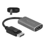 Delock DisplayPort 1.4 til HDMI adapter, detaljeret visning af 8K 60Hz funktionalitet og DisplayPort hanstik.