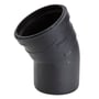 Golan Quiet lyddæmpende afløbsbøjning på 75 mm med 30° vinkel, lavet af sort PP-MD materiale.