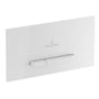 Villeroy & Boch 9221 Viconnect E300 hvid betjeningsplade med Villeroy & Boch logo og trykknap i midten, mål 253x145x81 mm.