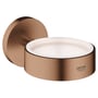 Grohe Essentials holder i børstet kobberfinish til glas eller sæbedispenser med indvendig hvid kant.