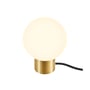 SLV TINY SUN bordlampe i børstet bronze med opal glaskugle og sort tekstilkabel, 3,6W G9.