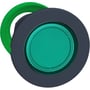 Schneider Electric Harmony XB5/ZB5 Flush lampehoved i grøn med 22mm diameter, set forfra med en del af bagmonteringen synlig.