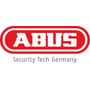 Det røde Abus logo med teksten 'Security Tech Germany' på grå baggrund.