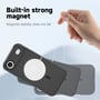 Grafik viser magnetisk fastgørelse på 4smarts Defend UltiMag-cover til iPhone Air, mens en hånd trækker i telefonen.