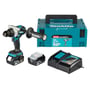 Komplet Makita bore-/skruemaskine sæt med 18V kulfri maskine, to 5,0Ah batterier, lader og Makpac kuffert.