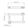 Teknisk tegning af Vogels PUA 9503 pole coupler med dimensioner for længde og diameter.