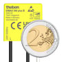 Theben Dimax 540 Plus B indbygningslysdæmper vist ved siden af en 2-euromønt som størrelsessammenligning.