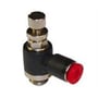 Norgren C0K510628 drøvlekontrabanjo med 1/4" gevind og 6 mm slangeudtag, med synlig fingerskrue til flowjustering.