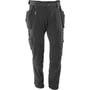 Mascot Buks Advanced Stretch i sort (90C47) fremviser et funktionelt design med flere lommer og straps på hvid baggrund.