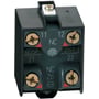 Schneider Electric kontaktelement XE2SP2141 med 2NC kontakter, vist forfra med terminalnummerering.
