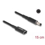 DeLock adapterkabel med USB Type-C hunstik og 5.5 x 2.1 mm stik, med en 15 cm kabellængde angivet.
