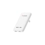 Verbatim Essentials Slim GaN-vægoplader på 65 W set skråt forfra med de to USB-C-porte langs underkanten.