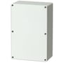 Isoleret billede af Fibox EK ABS1919 kassebund uden flangeblanketter, visende 190x190x100 mm dimensionerne.