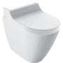 Geberit Aqc Tuma Comfort gulvstående douchetoilet i hvid med en moderne, glat overflade og et integreret toiletsæde.