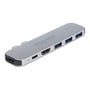 Oversigtsbillede af DeLock Docking Station, viser dens porte: 2x HDMI, 1x USB-C, 3x USB-A, 1x PD.
