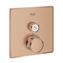 GROHE Grohtherm SmartControl termostatbatteri i børstet kobber med firkantet design og 158 mm størrelse.