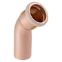 Geberit Mapress 22 mm CUG 45° kobberbøjning med muffe og nippel, klar til installation i VVS-systemer.