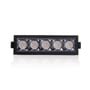 SLC Pixel X5 LED downlight i sort aluminium med fem individuelle lyskilder, vist på hvid baggrund med spejling.