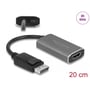 Delock DisplayPort 1.4 til HDMI adapter, med DisplayPort hanstik og HDMI hunport, viser 8K 60Hz og 20 cm kabellængde.