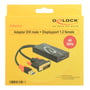DeLOCK-adapterens gule emballage viser den sorte DVI 24+1 til DisplayPort 1.2-adapter og angiver 4K ved 30 Hz.