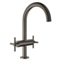 Grohe Atrio håndvaskarmatur, 2-grebs, L-Size, m/ push-up bundventil, Børstet Hard Graphite