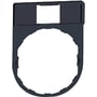 Schneider Electric skilteholder ZBZ32 i sort plast, 30 x 40 mm, med plads til 8 x 24 mm skilt og cirkulær udskæring til knap.