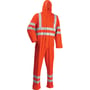 Lyngsøe PU heldragt i High-Vis orange, str. S, med fast hætte og synlige reflekser på bryst, ærmer og ben.